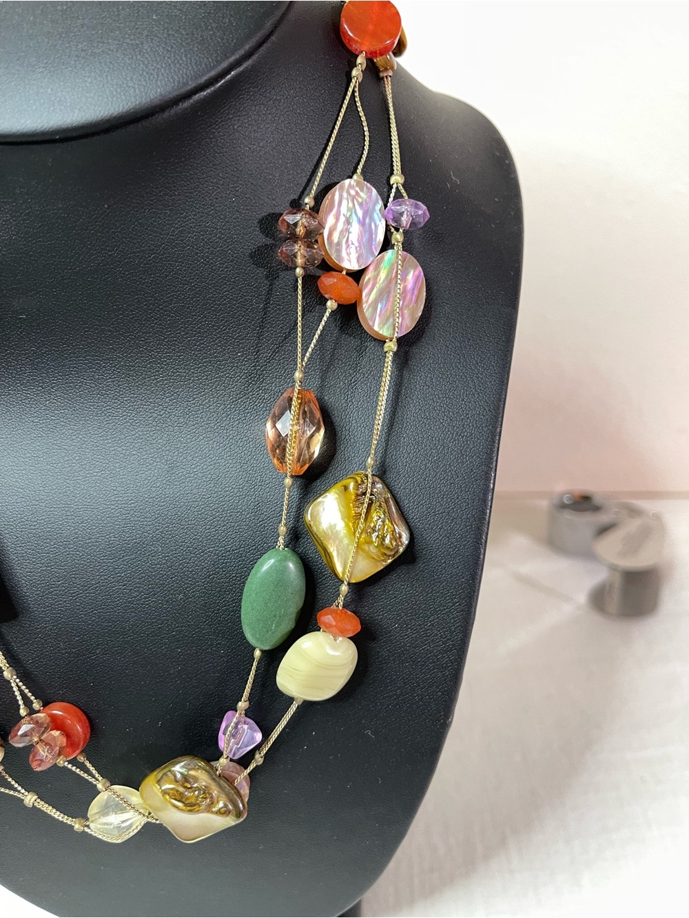 Lia Sophia Multi-Color Multi-Shape Shells & Stones Gold Tone Chain Necklace - Picture 8 of 9